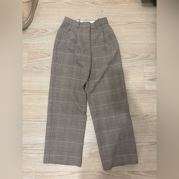 Aritzia Plaid Brown Trousers - Picture 3 of 5